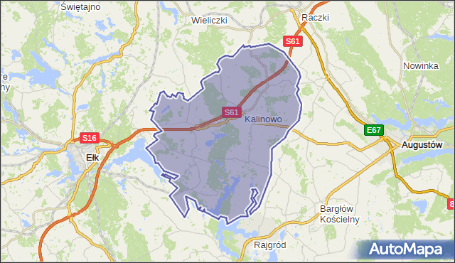 gmina Kalinowo - powiat ełcki na mapie Targeo
