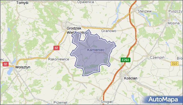 gmina Kamieniec - powiat grodziski na mapie Targeo