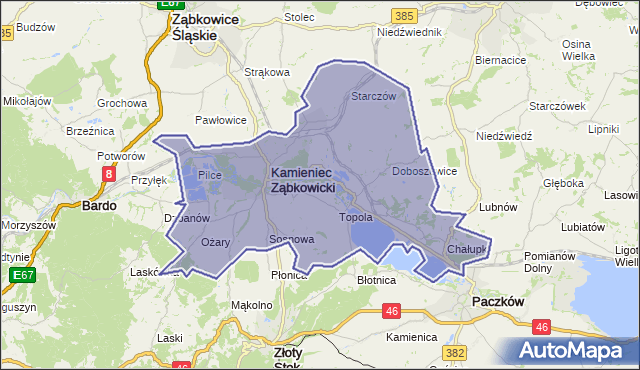 gmina Kamieniec Ząbkowicki - powiat ząbkowicki na mapie Targeo