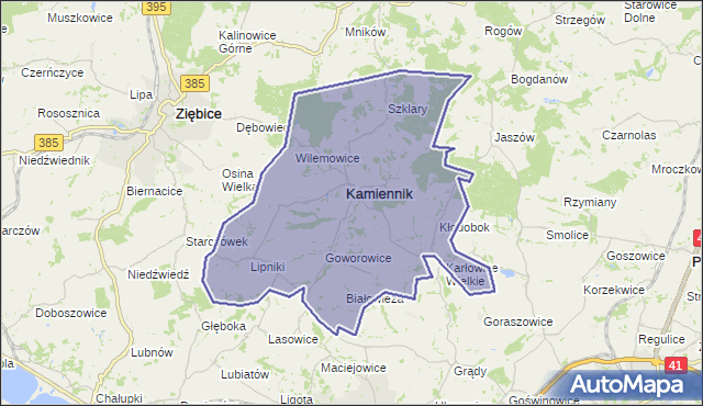 gmina Kamiennik - powiat nyski na mapie Targeo