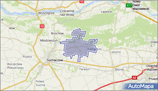 gmina Kampinos - powiat warszawski zachodni na mapie Targeo