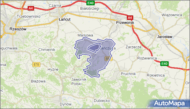 gmina Kańczuga - powiat przeworski na mapie Targeo