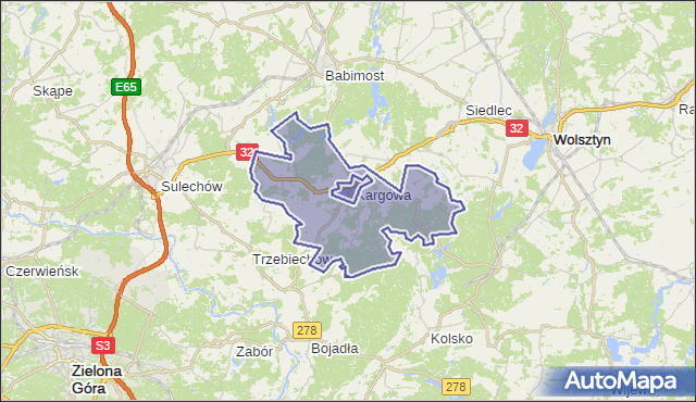 gmina Kargowa - powiat zielonogórski na mapie Targeo