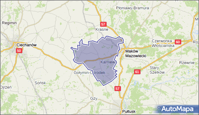 gmina Karniewo - powiat makowski na mapie Targeo