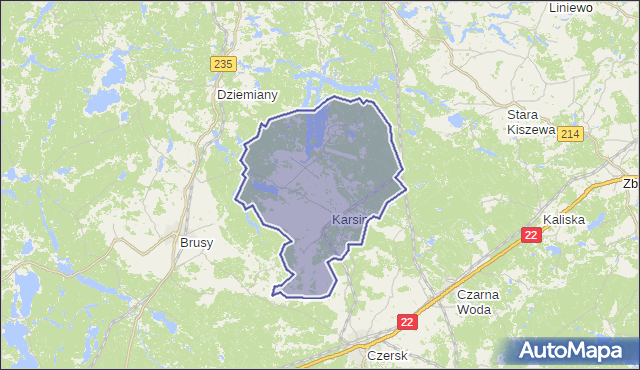 gmina Karsin - powiat kościerski na mapie Targeo