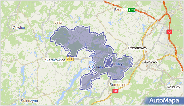 gmina Kartuzy - powiat kartuski na mapie Targeo