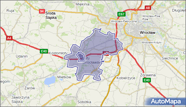 gmina Kąty Wrocławskie - powiat wrocławski na mapie Targeo