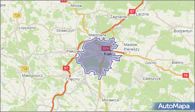 gmina Kielce - powiat Kielce na mapie Targeo