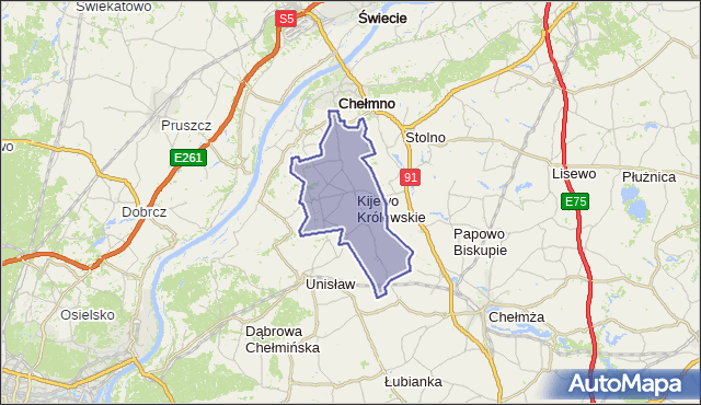 gmina Kijewo Królewskie - powiat chełmiński na mapie Targeo