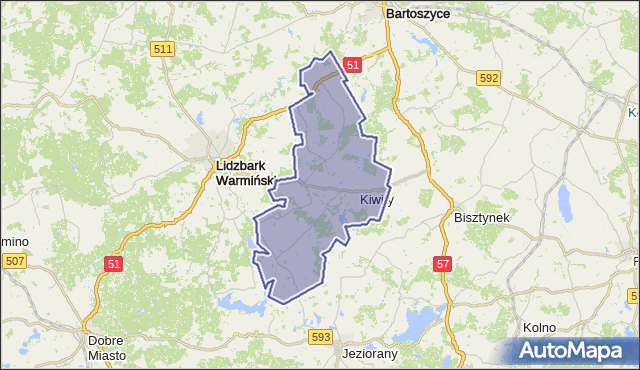 gmina Kiwity - powiat lidzbarski na mapie Targeo