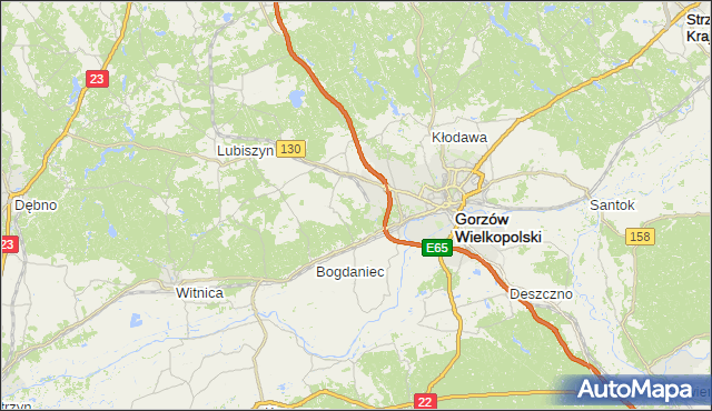 gmina Kłodawa - powiat gorzowski na mapie Targeo