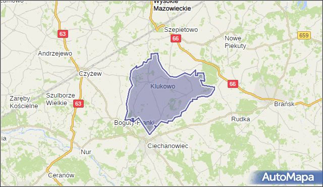 gmina Klukowo - powiat wysokomazowiecki na mapie Targeo