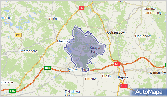 gmina Kobyla Góra - powiat ostrzeszowski na mapie Targeo
