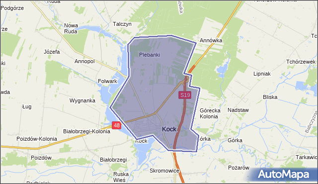 gmina Kock - powiat lubartowski na mapie Targeo