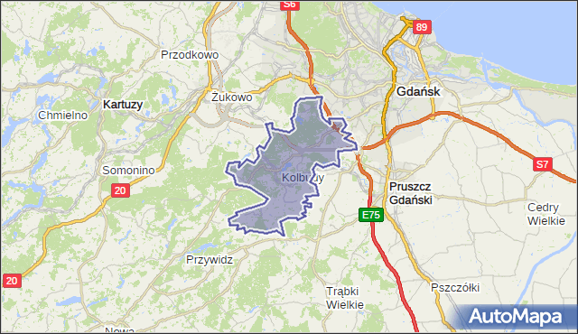 gmina Kolbudy - powiat gdański na mapie Targeo