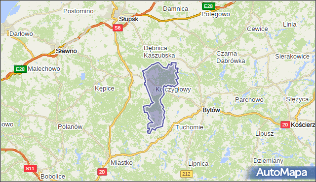gmina Kołczygłowy - powiat bytowski na mapie Targeo