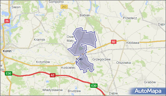 gmina Koło - powiat kolski na mapie Targeo