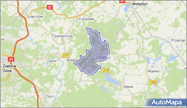 gmina Kolsko - powiat nowosolski na mapie Targeo