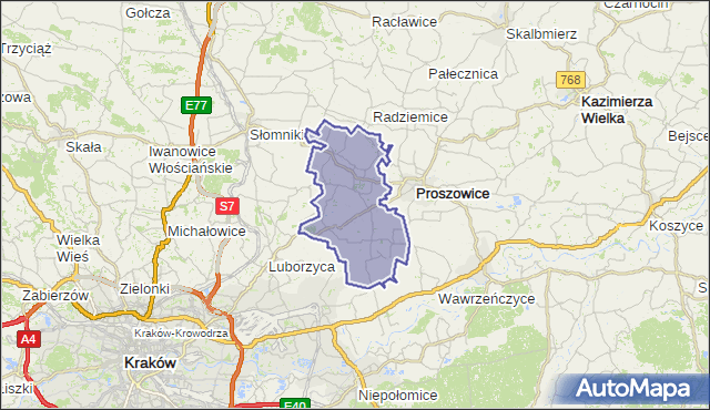 gmina Koniusza - powiat proszowicki na mapie Targeo