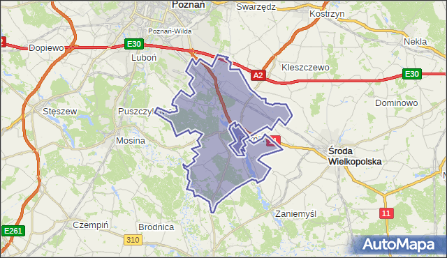 gmina Kórnik - powiat poznański na mapie Targeo
