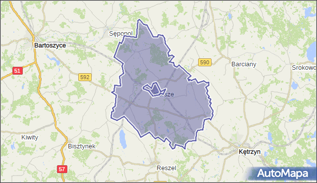 gmina Korsze - powiat kętrzyński na mapie Targeo