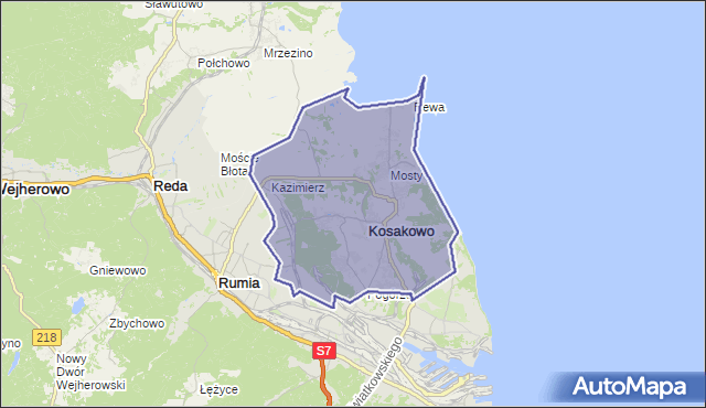 gmina Kosakowo - powiat pucki na mapie Targeo