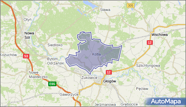 gmina Kotla - powiat głogowski na mapie Targeo