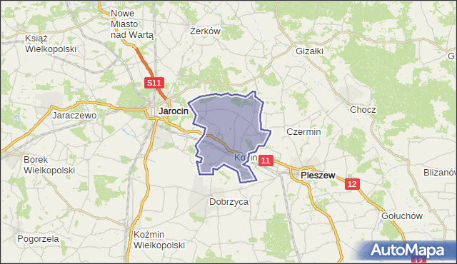 gmina Kotlin - powiat jarociński na mapie Targeo