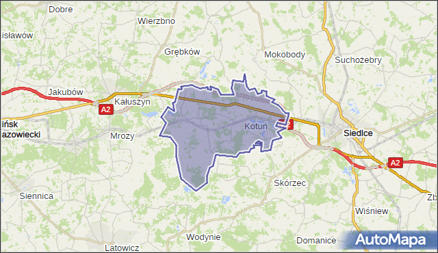 gmina Kotuń - powiat siedlecki na mapie Targeo