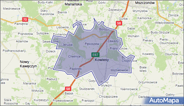 gmina Kowiesy - powiat skierniewicki na mapie Targeo