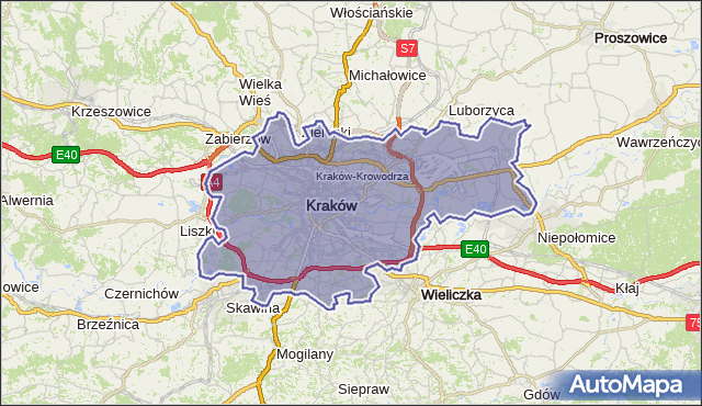 gmina Kraków - powiat Kraków na mapie Targeo