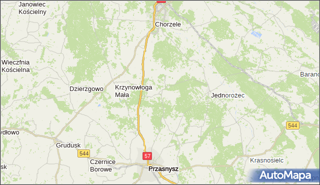 gmina Krasne - powiat przasnyski na mapie Targeo