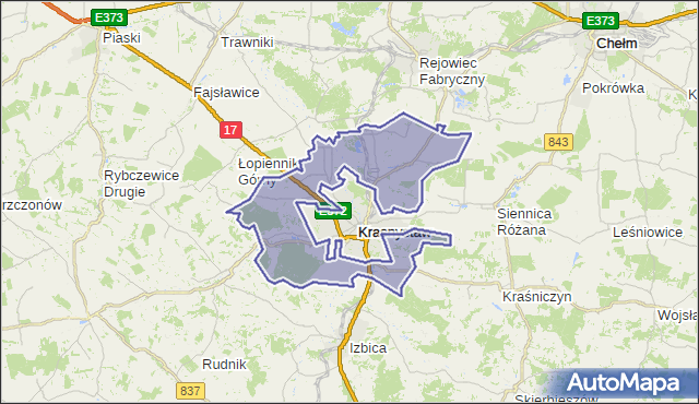 gmina Krasnystaw - powiat krasnostawski na mapie Targeo