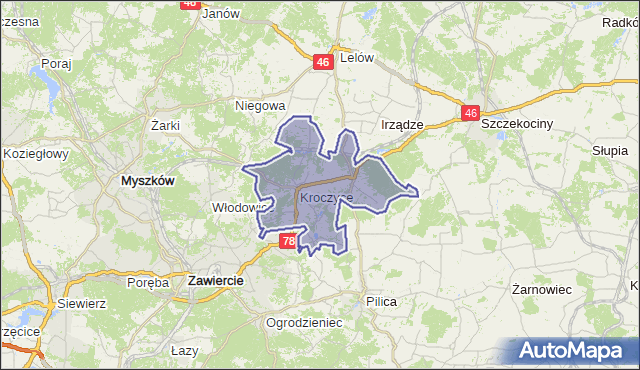 gmina Kroczyce - powiat zawierciański na mapie Targeo