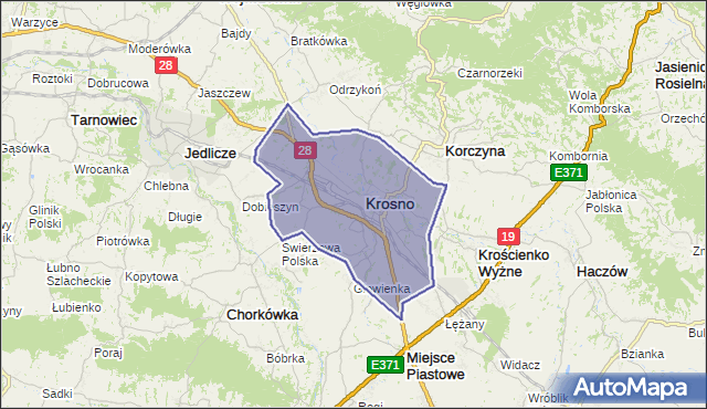gmina Krosno - powiat Krosno na mapie Targeo