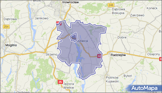 gmina Kruszwica - powiat inowrocławski na mapie Targeo