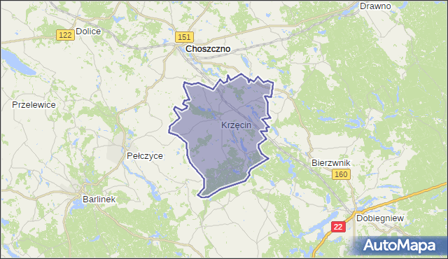 gmina Krzęcin - powiat choszczeński na mapie Targeo