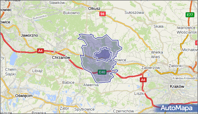 gmina Krzeszowice - powiat krakowski na mapie Targeo