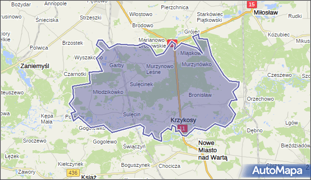 gmina Krzykosy - powiat średzki na mapie Targeo