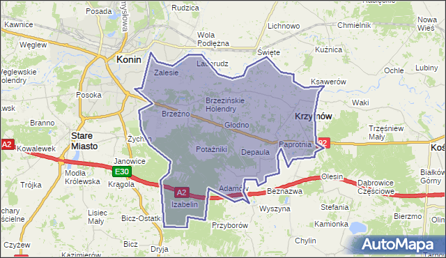 gmina Krzymów - powiat koniński na mapie Targeo