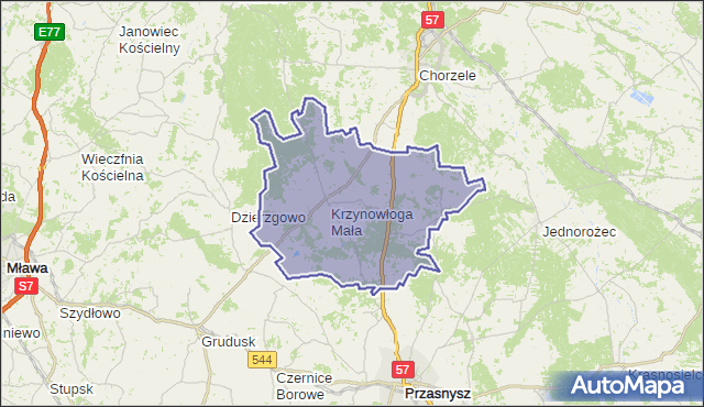 gmina Krzynowłoga Mała - powiat przasnyski na mapie Targeo