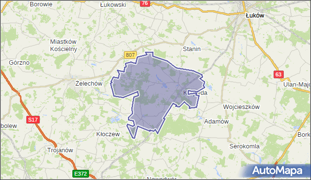 gmina Krzywda - powiat łukowski na mapie Targeo