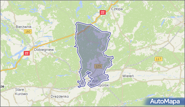 gmina Krzyż Wielkopolski - powiat czarnkowsko-trzcianecki na mapie Targeo