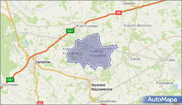 gmina Kulesze Kościelne - powiat wysokomazowiecki na mapie Targeo