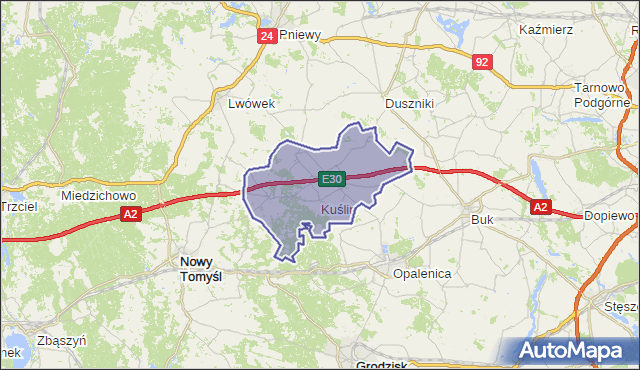gmina Kuślin - powiat nowotomyski na mapie Targeo