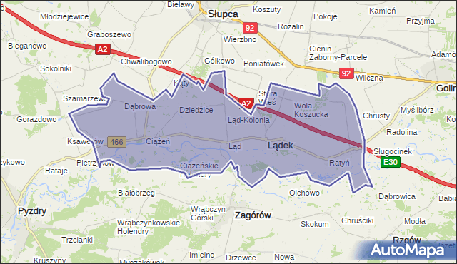 gmina Lądek - powiat słupecki na mapie Targeo