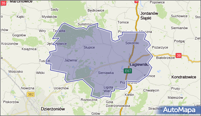 gmina Łagiewniki - powiat dzierżoniowski na mapie Targeo