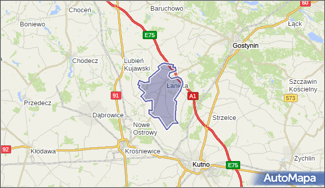 gmina Łanięta - powiat kutnowski na mapie Targeo