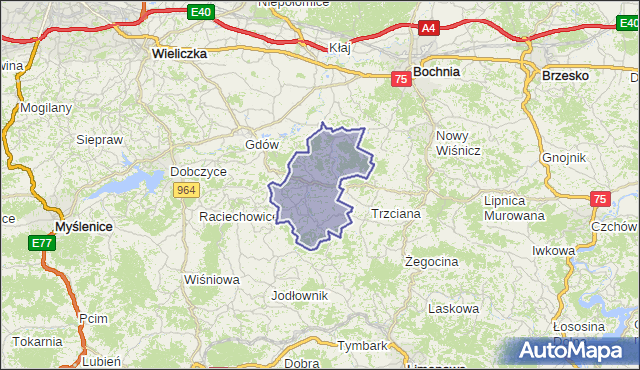 gmina Łapanów - powiat bocheński na mapie Targeo