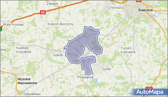 gmina Łapy - powiat białostocki na mapie Targeo
